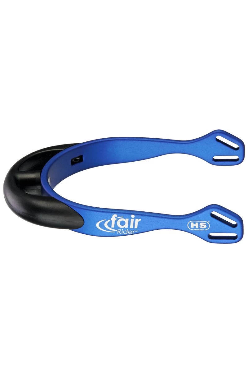 FairRider Sporen - Aluminium Blau, Hals 20mm Schwarz Dick Abgerundet