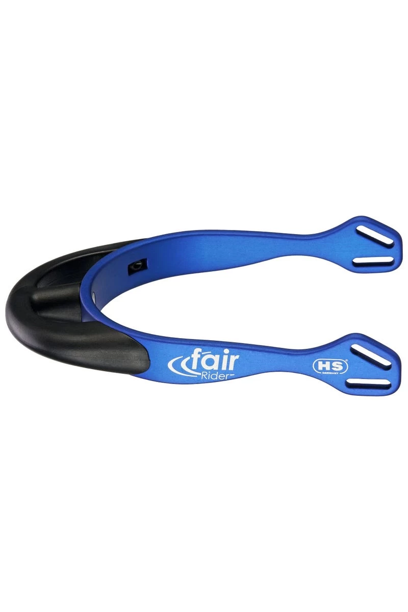 FairRider Sporen - Aluminium Blau, Hals 25mm Schwarz Dünn Abgerundet