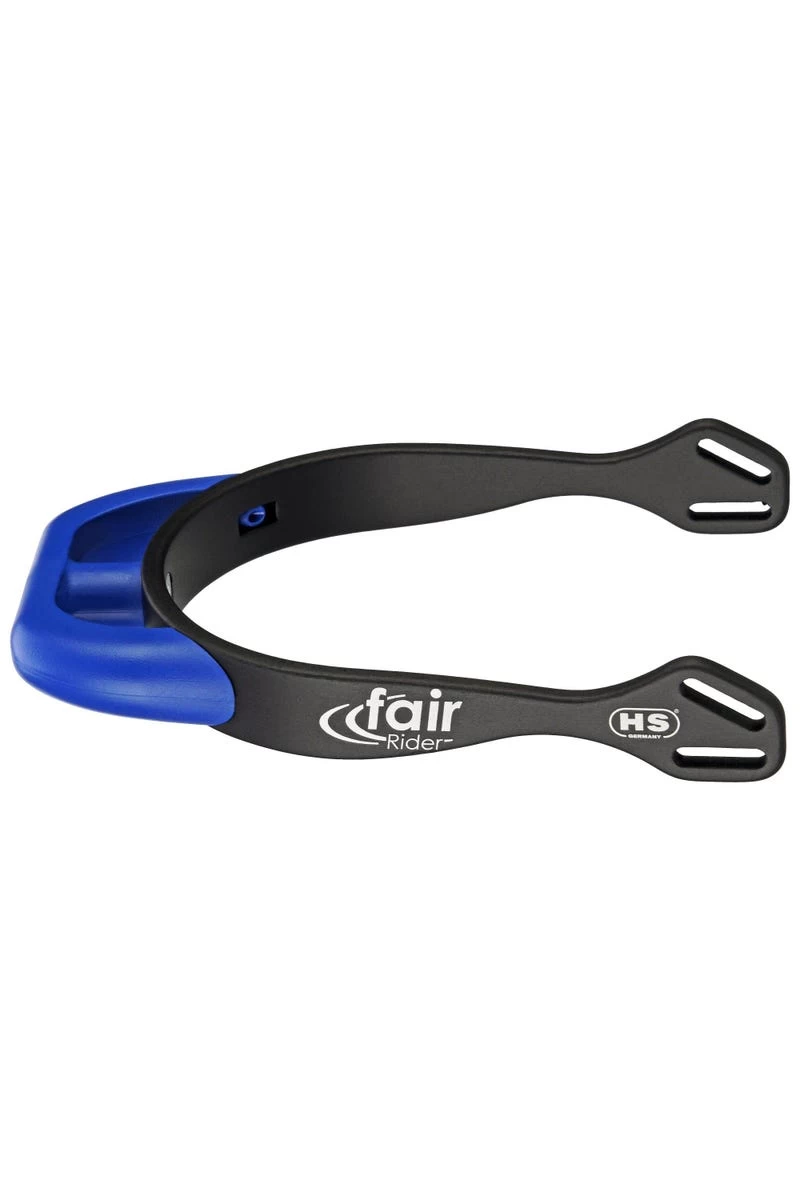 FairRider Sporen - Aluminium Schwarz, Hals 20mm Blau Rund Abgeflacht