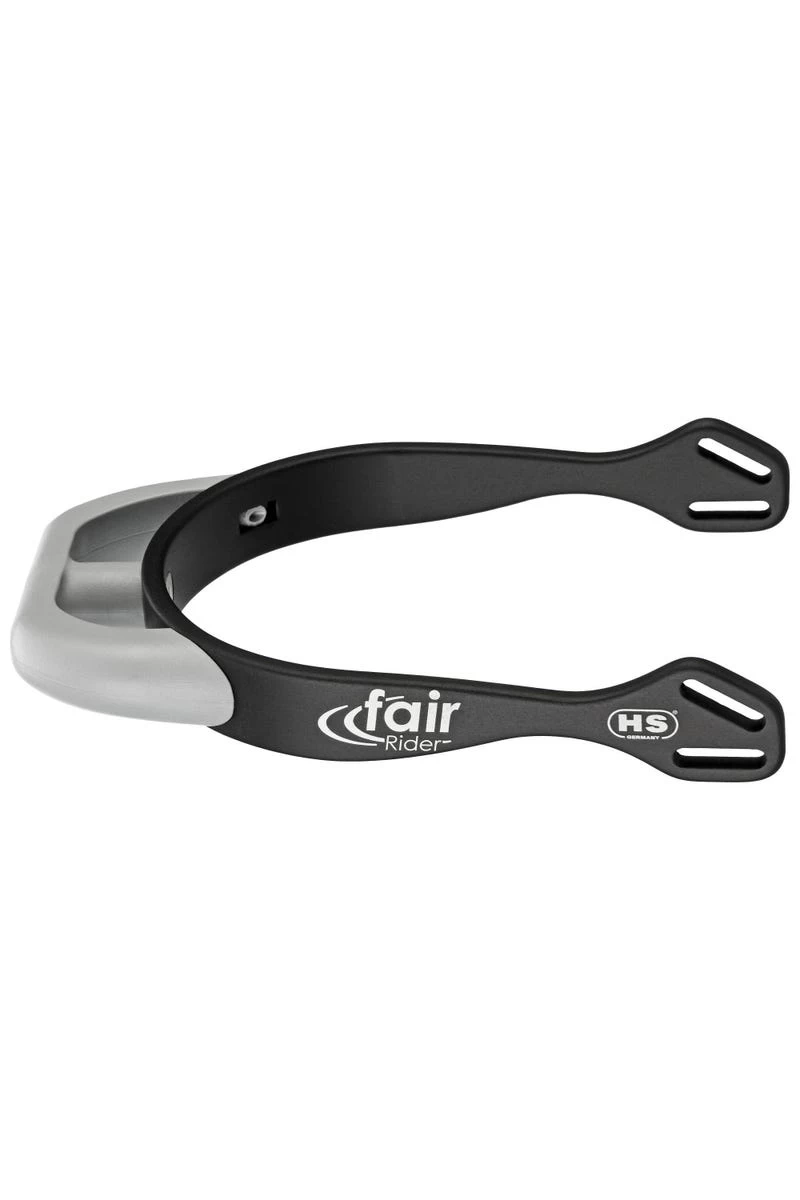 FairRider Sporen - Aluminium Schwarz, Hals 20mm Silber Rund Abgeflacht