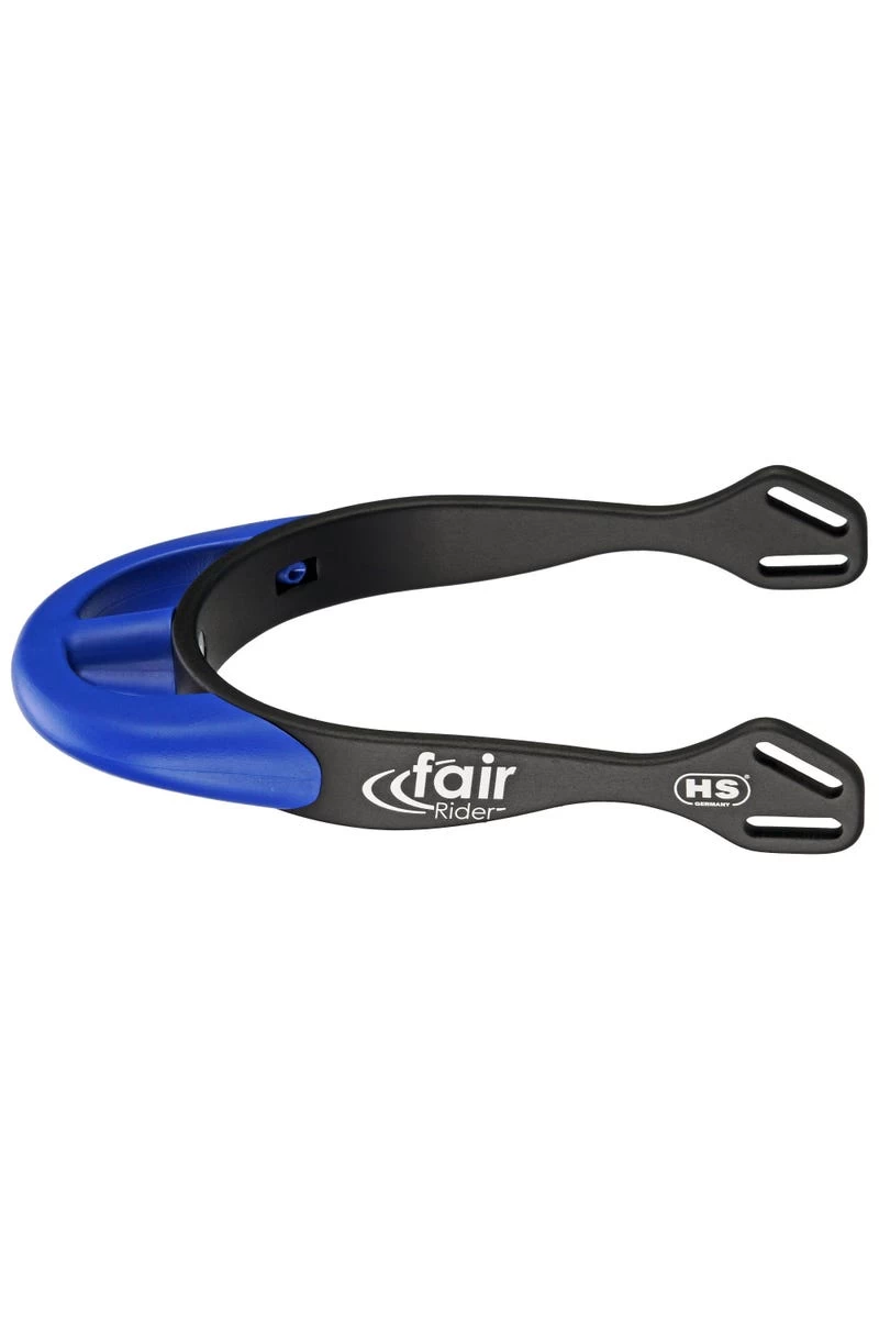 FairRider Sporen - Aluminium Schwarz, Hals 25mm Blau Dünn Abgerundet