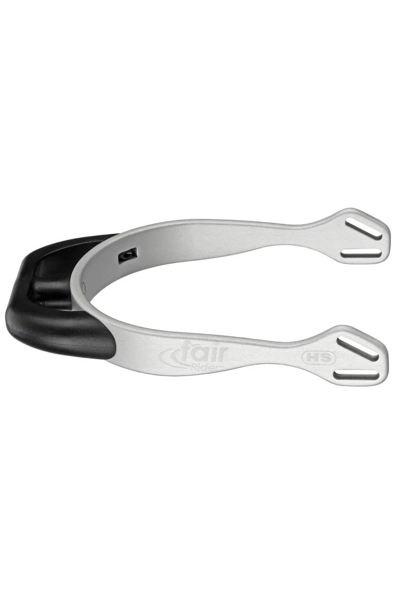 FairRider Sporen - Aluminium Silber, Hals 20mm Schwarz Rund Abgeflacht