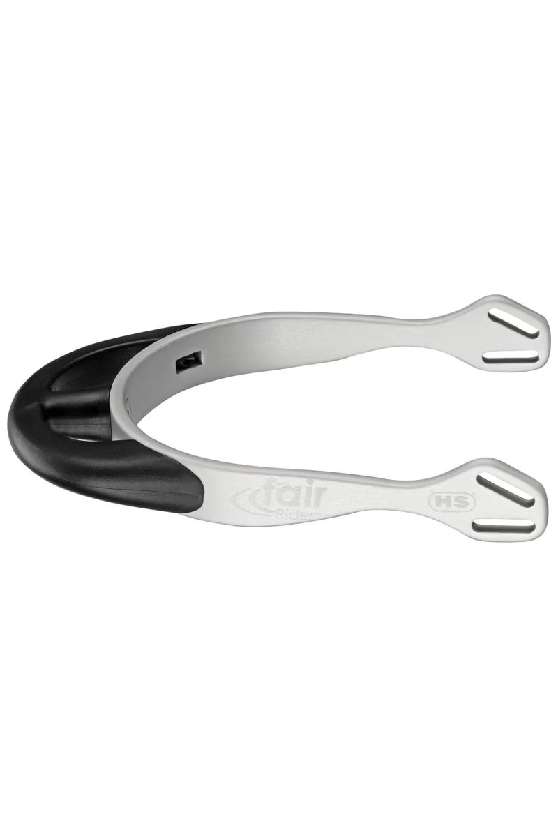 FairRider Sporen - Aluminium Silber, Hals 25mm Schwarz Dünn Abgerundet